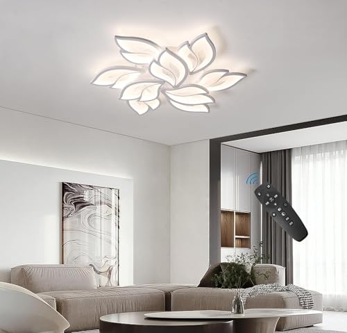 ELEPHANTBOAT® Modern Ceiling Light,28.3in Dimmable LED Flush Mount Ceiling Lamp,75W Acrylic Petals Chandelier Lighting Fixture with Remote Control for Living Room Bedroom Dining Room (White) ELEPHANTBOAT® Modern Ceiling Light,28.3in Dimmable LED Flush Mount Ceiling Lamp,75W Acrylic Petals Chandelier Lighting Fixture with Remote Control for Living Room Bedroom Dining Room (White)